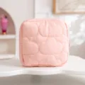 Portable pink quilted storage bag with cream cloud pattern for feminine hygiene products - Pink