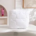 Cream white quilted cloud pattern sanitary napkin storage bag portable travel carry-on pouch - White