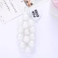 Iridescent bead grape bunch keychain with white heart-shaped 'FOR EVER' charm detail. - White Grape String
