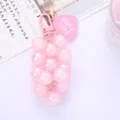 A cute pink faux grape bead keychain charm with heart tag for bags and car key accessories - Pink Grape Cluster