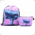 Mochila de cordones en Oxford púrpura y estuche a juego con estampado cola de sirena - Sirena 4 / Conjuntos