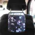 Sac de rangement suspendu pour dossier de siège auto avec motifs de têtes de chiens - Plusieurs Chiens Noirs