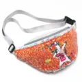Riñonera elegante de lentejuelas naranjas con diseño de unicornio arcoíris dabbing para niñas - Kaku Unicorn