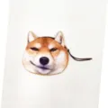 Close-up view of a cute 3D realistic Shiba Inu dog head zipper coin purse with wrist strap - Mischievous Shiba Inu