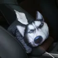 Divertido soporte de felpa para caja de pañuelos de coche husky 3D para apoyabrazos - Scornful Husky