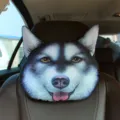 Reposacabezas de coche 3D realista cara de perro Husky almohada de cuello para auto - Malamute de Alaska (Tipo 2) / 22*28 cm
