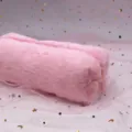 Zachte roze pluche achthoekige etui met harige textuur en ritssluiting voor meisjes - Roze