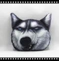 Cojín decorativo de peluche cabeza de perro Husky 3D con expresión graciosa y seria - Cojín Calientamanos / Husky Enojado