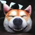 Cojín de cabeza de perro Shiba Inu 3D realista para reposacabezas de coche y decoración - Cojín Calientamanos / Shiba Inu Sonriente
