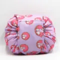 Grand sac à cosmétiques violet avec cordon de serrage et motif licorne et donut - DJ-1