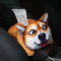Funda de felpa para caja de pañuelos Shiba Inu Doge para el apoyabrazos del coche - Shiba Inu Feliz