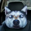 Reposacabezas de coche Husky 3D divertido, almohada cervical con diseño de piel real - Husky con Mariposa (Negro) / 22*28 cm