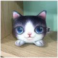 Adorable peluche realista de cabeza de gato con grandes ojos azules para el coche - Estilo de Cabeza de Gato Púrpura / Tamaño: 12x12x10cm