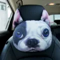 Reposacabezas de coche con diseño 3D de Bulldog Francés suave para cuello - Bulldog / 22*28 cm