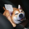 Soporte de peluche Shiba Inu para caja de pañuelos en reposabrazos de coche - Shiba Inu Riendo