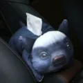 Soporte de caja de pañuelos de felpa 3D para coche con diseño de bulldog francés creativo - Tejón Melero