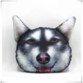 Almohada de peluche 3D con cabeza de perro Husky y expresión divertida para casa o coche - Malamute de Alaska (Tipo 1)