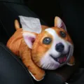 Lindo soporte de caja de pañuelos de felpa Corgi para reposabrazos y asiento de coche - Corgi
