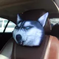 Reposacabezas de coche realista con forma de cabeza de perro husky 3D para cuello - Husky Enojado / 22*28 cm