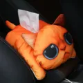 Caja de pañuelos de felpa de gato naranja creativa para reposabrazos de coche interior - Gato Triste