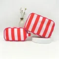 Set di borse cosmetiche da viaggio impermeabili a righe rosse e rosa ad alta capacità - Taglia Grande 25x8x17cm / Rosso bianco
