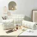 Set de neceseres de nube acolchados blancos premium para maquillaje impermeable viaje - Bolso de Mano (25*6*17cm) / Blanco