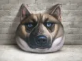 Cojín de peluche 3D realista con cabeza de perro husky para coche o decoración hogar - Perro nativo