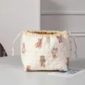 Neceser acolchado con cordón y bonito estampado de osito de peluche para almacenamiento de viaje - Estilo de Oso de Dibujos Animados / Oso Acolchado