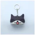 Lindo llavero de cabeza de gato de peluche impreso en 3D con aro metálico - Gato de Ojos Grandes