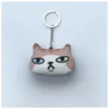 Llavero de cabeza de gato de peluche impreso en 3D con ojos de diferentes colores - Gato Lindo