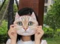 Realistische orangefarbene Katze Kopf Tasche für Kosmetik und Zubehör - Realistisch Getigert (猫12)