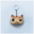 Llavero de peluche con cabeza de gato impreso en 3D, accesorio creativo ideal para regalo - Amarillo