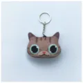 Llavero de peluche con cabeza de gato, estampado 3D y ojos grandes - Gato Riendo