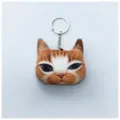 Llavero de peluche con cabeza de gato naranja impreso en 3D realista con anillo de metal sólido - Ojos de Diferente Tamaño