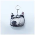 Llavero de peluche con cara de perro husky impreso en 3D y anilla de metal resistente - Husky Negro