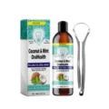 EELHOE Coconut Mint Oral Rinse 100ml with Tongue Scraper Fresh Breath Dental Care - Mouthwash and Tongue Scraper Kit