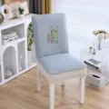 Housse de chaise matelassée élastique de luxe avec chat, protection d'assise de salle à manger - Housse rembourrée style chinois gris chat