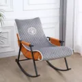 Comfortable rocking chair cushion pad with quilted grey fabric and elegant swan embroidery detail. - Swan Gray