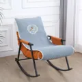 Four seasons rocking chair cushion pad integrated backrest soft quilted fabric for indoor nap use - With You All the Way - Gray