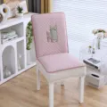 Housse de chaise de salle à manger matelassée rose avec broderie chat mignonne tissu extensible. - Housse rembourrée style chinois rose chat