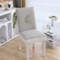 Housse de chaise matelassée grise avec broderie de chat, protection élastique pour la maison. - Rembourrage de style chinois Cat Cafe