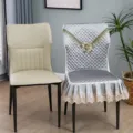 Housse de chaise de salle à manger nordique, dentelle matelassée florale, décoration. - Fleurs épanouies - Gris