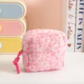 Neceser pequeño de peluche con estampado de leopardo rosa y cordón - Rosa