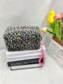 Neceser de peluche con estampado de leopardo de gran capacidad y asa rosa portátil - Estilo Leopardo (Con Cordón) / Negro