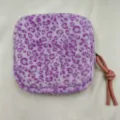 Suave bolsa de peluche con estampado de leopardo morado y cremallera de cordón rosa - Púrpura