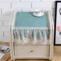 Bedside table dust cover green quilted lace embroidery multi-functional table cloth protector. - 40x40cm / Peach Blossom - Green