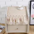 Quilted bedside table dust cover with elegant lace trim, multi-functional fabric decor. - 40x40cm / Peach Blossom - Beige