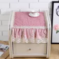 Pink quilted lace bedside table dust cover, multi-functional decorative tablecloth. - 40x40cm / Peach Pink