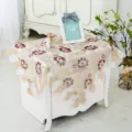 Detailed view of exquisite lace embroidered tablecloth, elegant floral design for home decor. - 55*55CM / Golden Peony Red