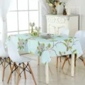 Nappe de table rectangulaire imperméable avec motif floral blanc élégant pour salle à manger. - 90*90cm / Pivoine Vert